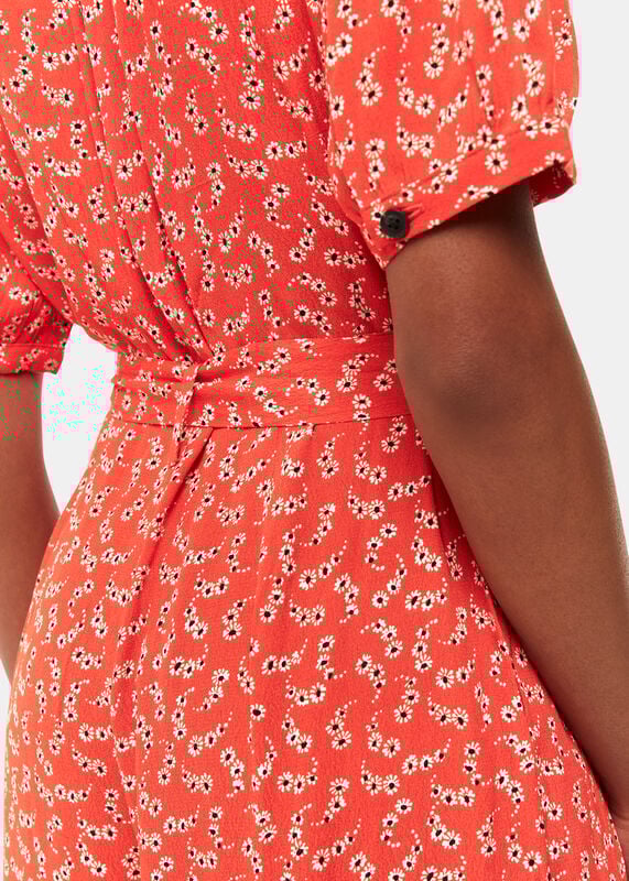 Red Petite Micro Floral Jumpsuit