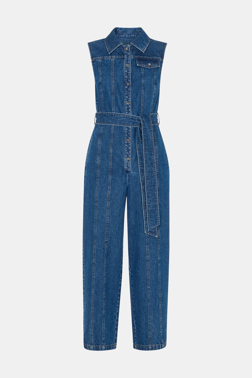 Dark Denim Barrel Leg Jumpsuit