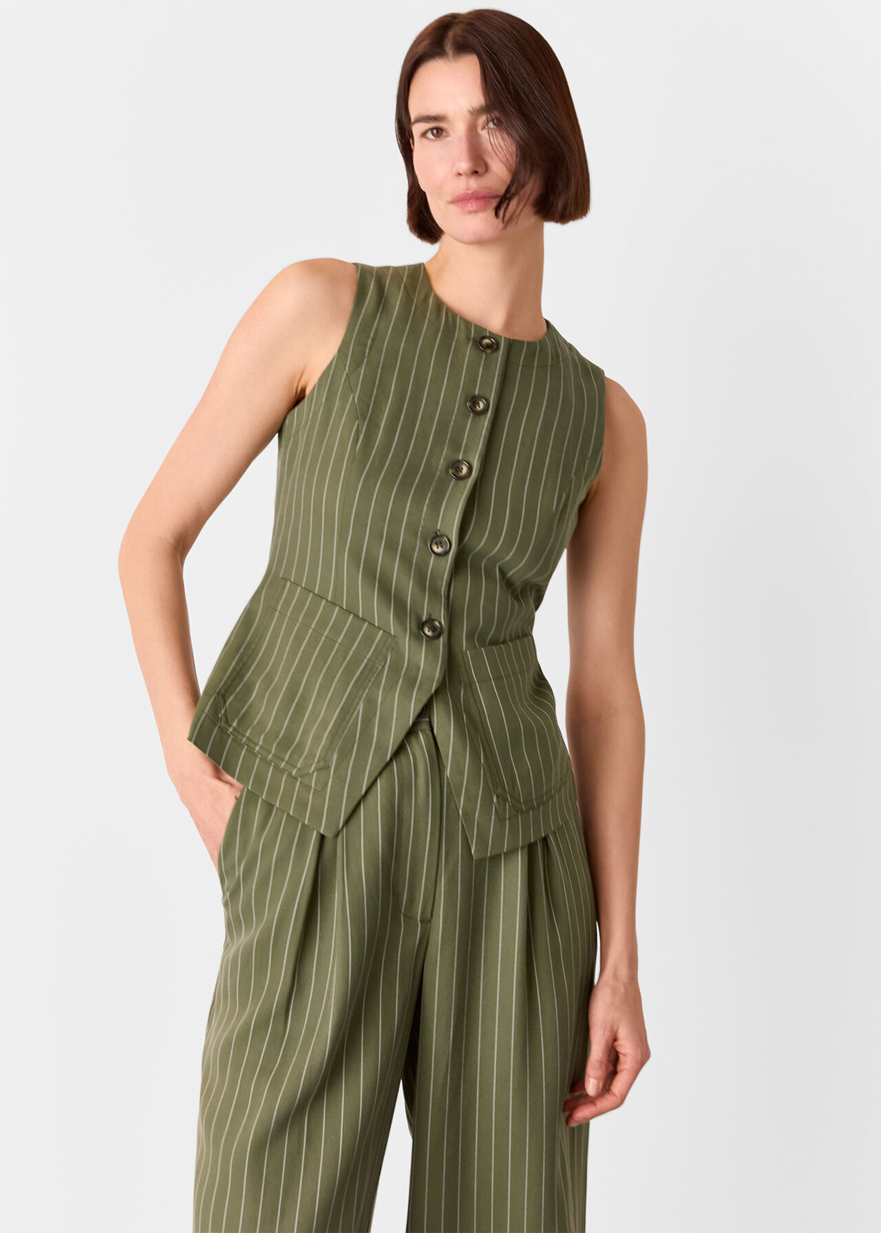 Khaki Lottie Pinstripe Coord