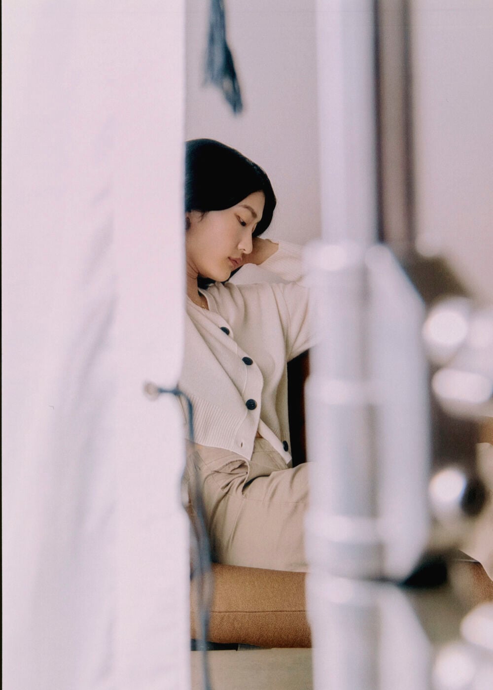 Ivory Cashmere Button Cardigan