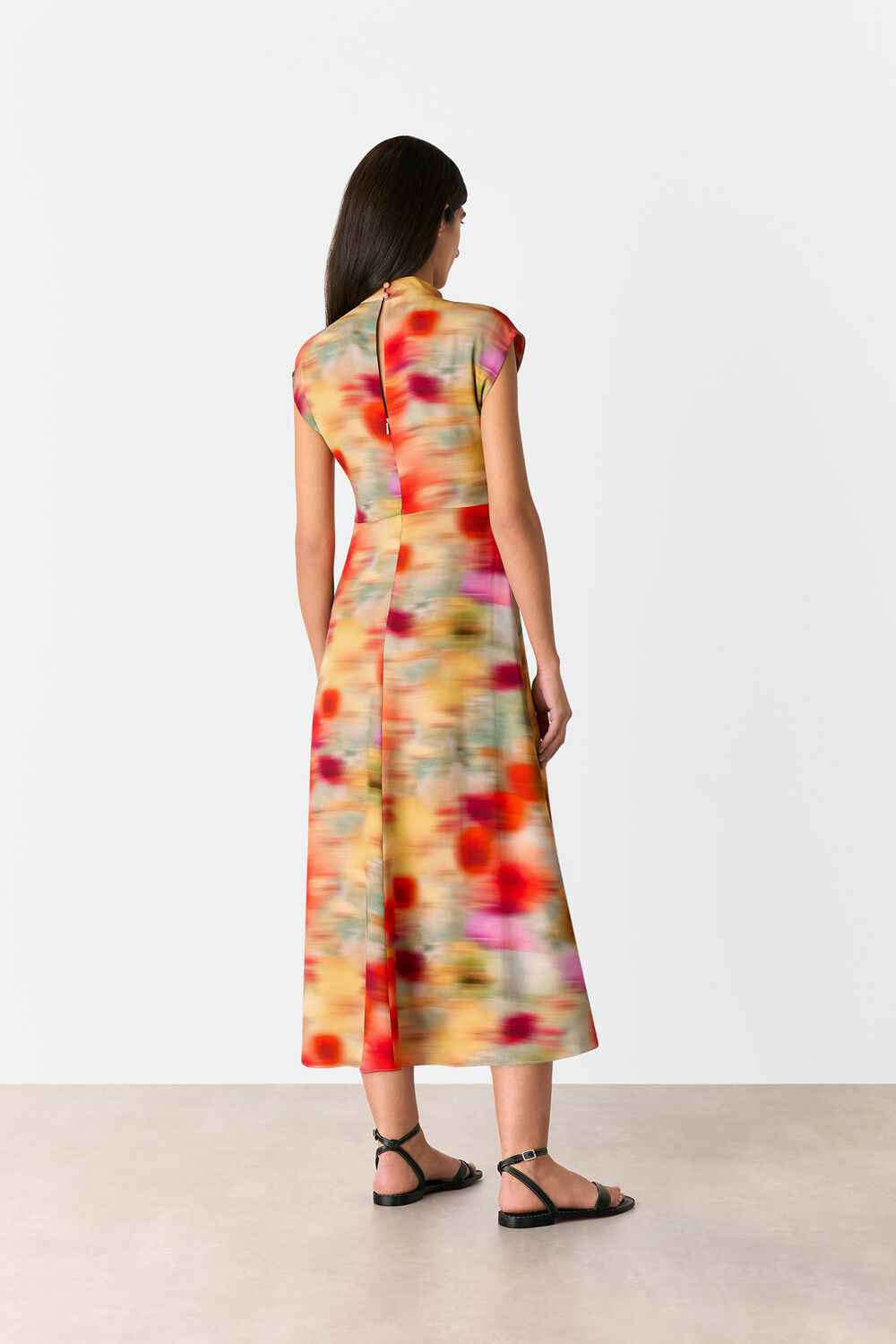 Photographic Flower Midi Dress