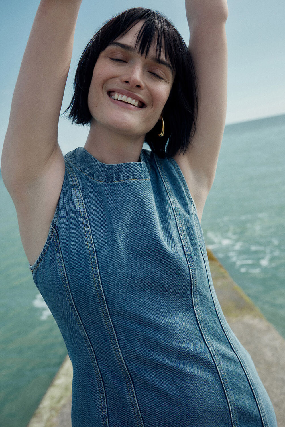 Sleeveless Denim Midi Dress