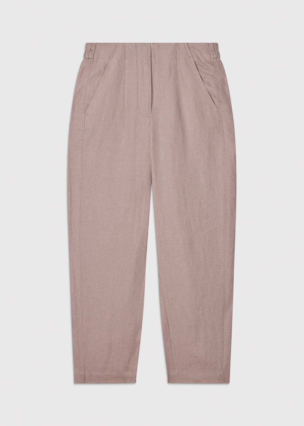 Petite Linen Barrel Leg Trouser