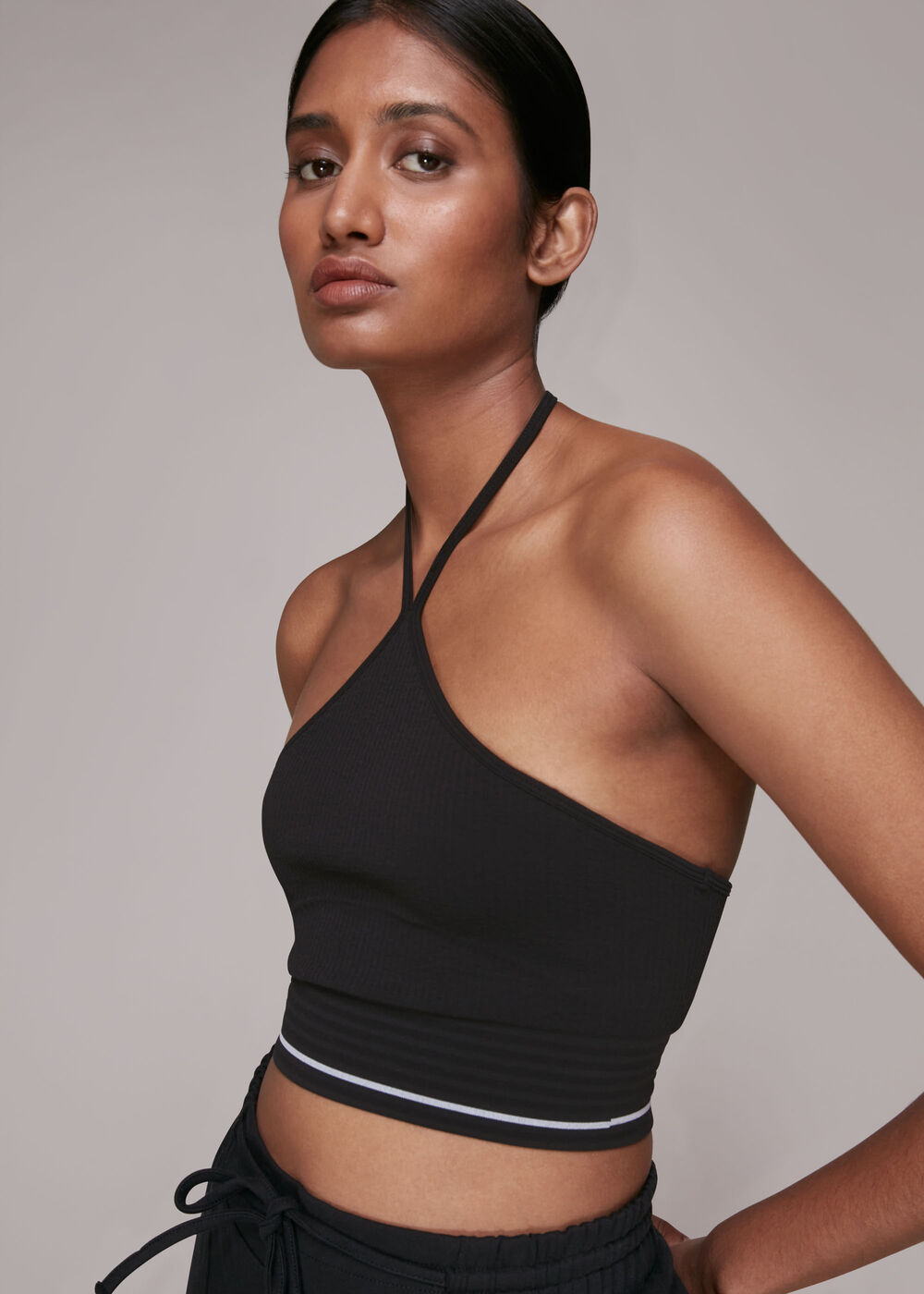 Black Rib Halter Neck