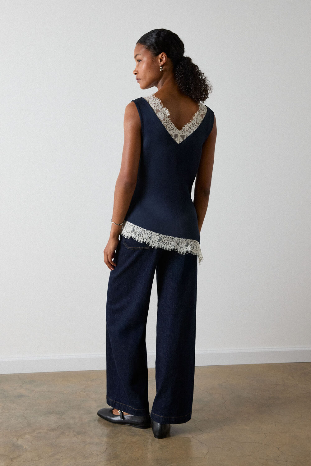 Lace Trim Satin Cami Top
