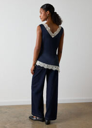 Lace Trim Satin Cami Top