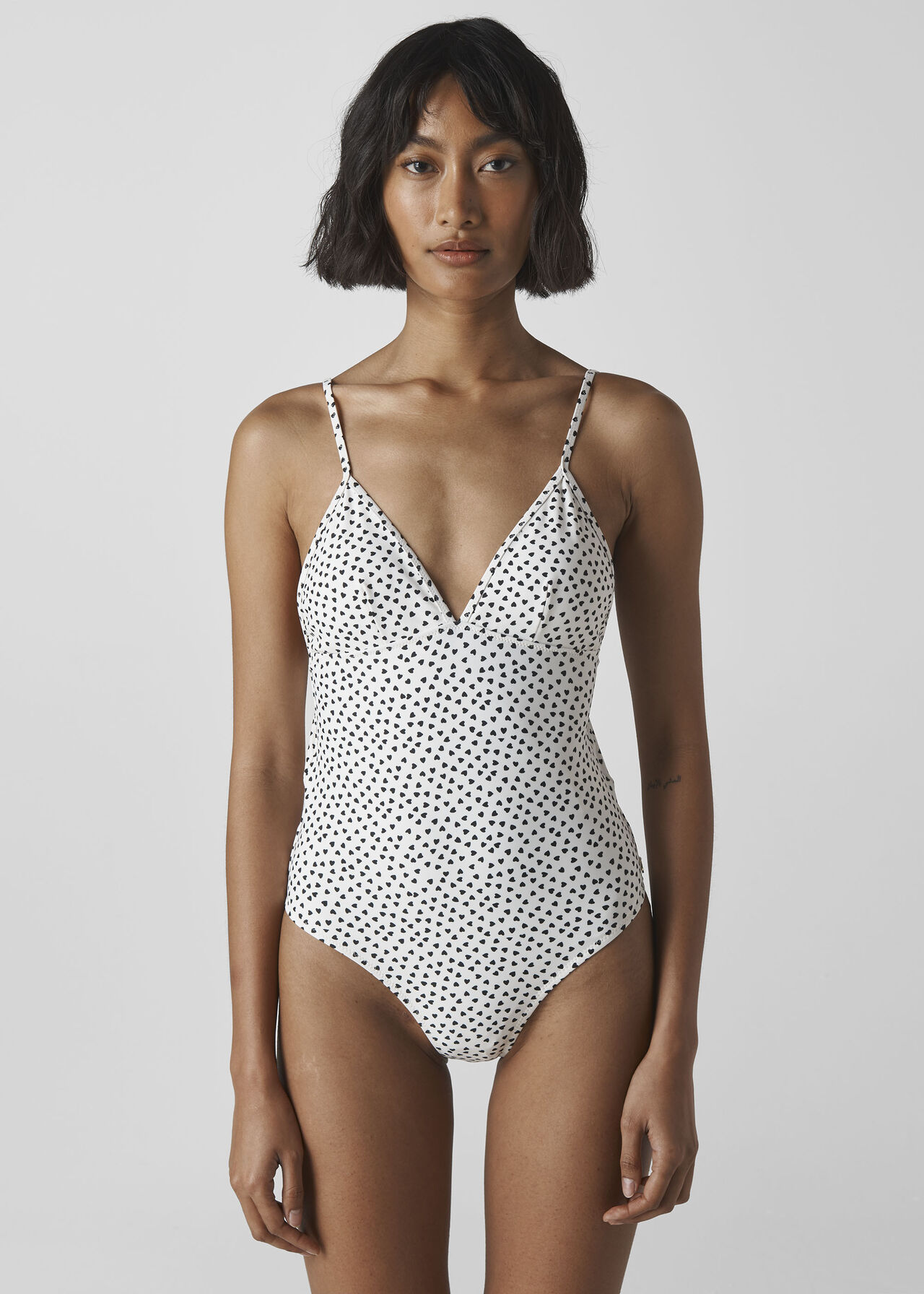 Heart Print Swimsuit White/Multi