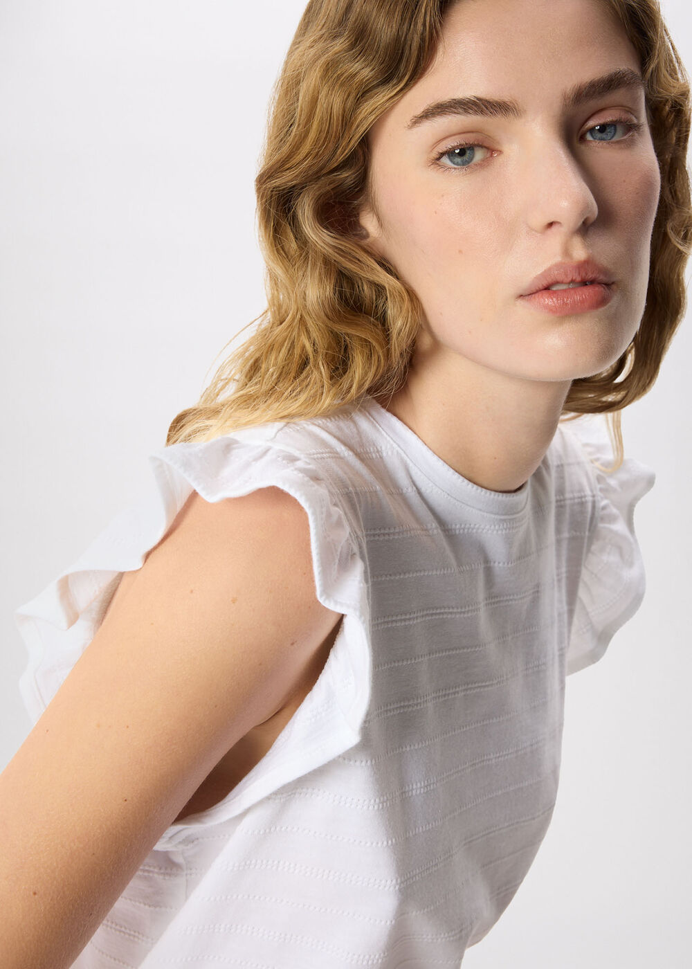 Frill Sleeve Broderie Tee