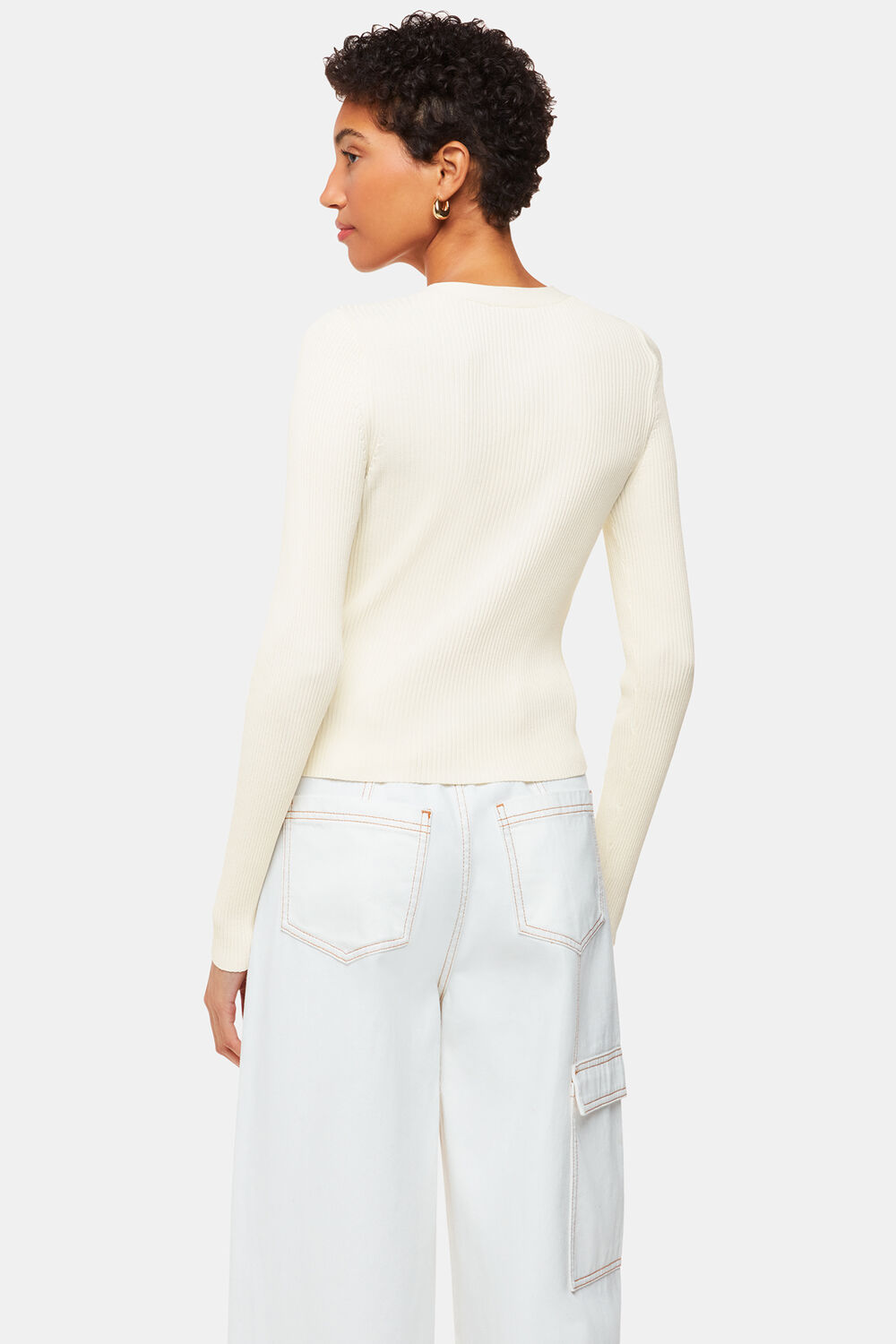 Ribbed V neck Cardigan