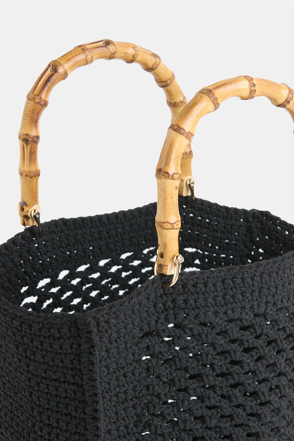 Bamboo Handle Crochet Mini Bag