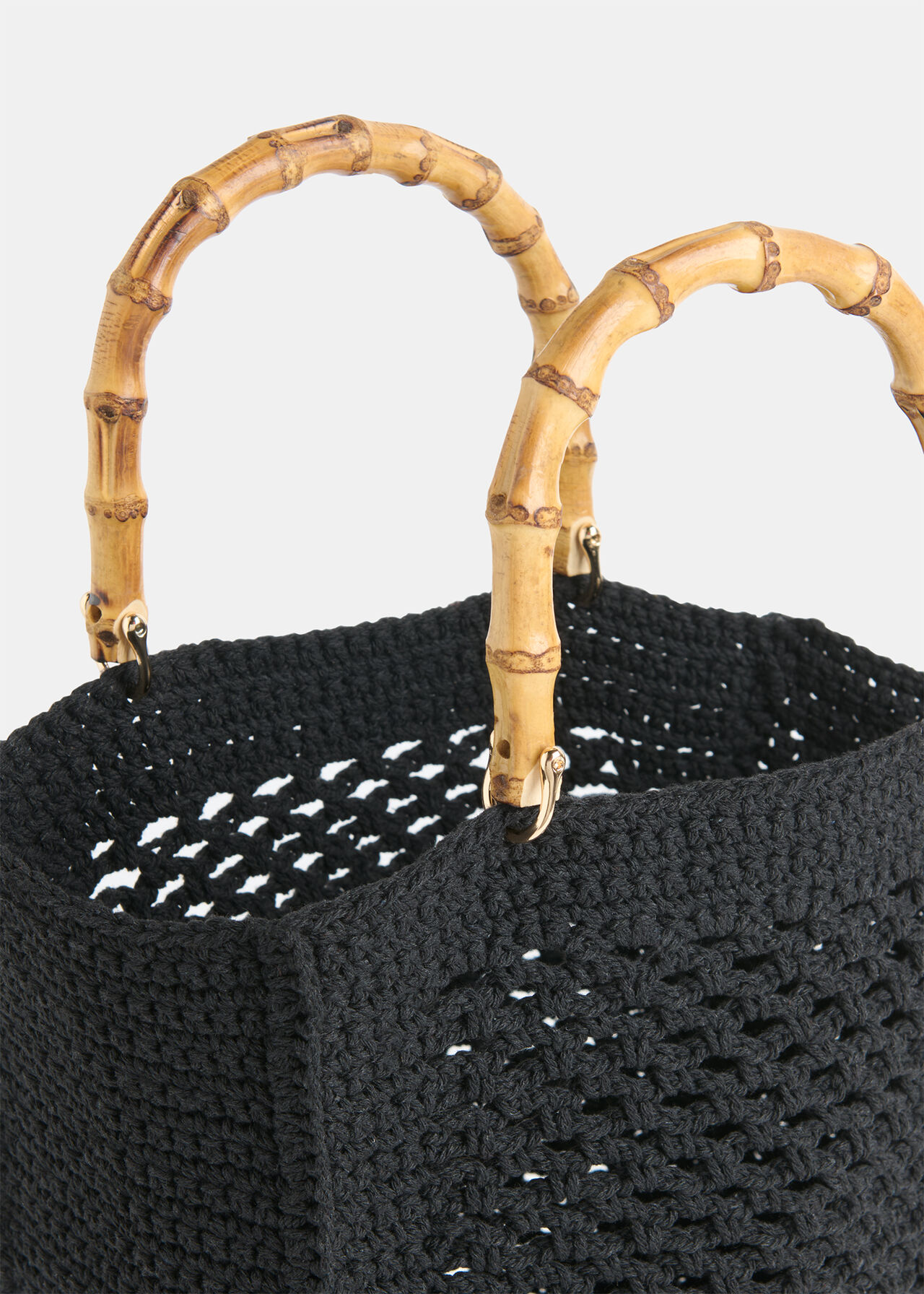 Bamboo Handle Crochet Bag