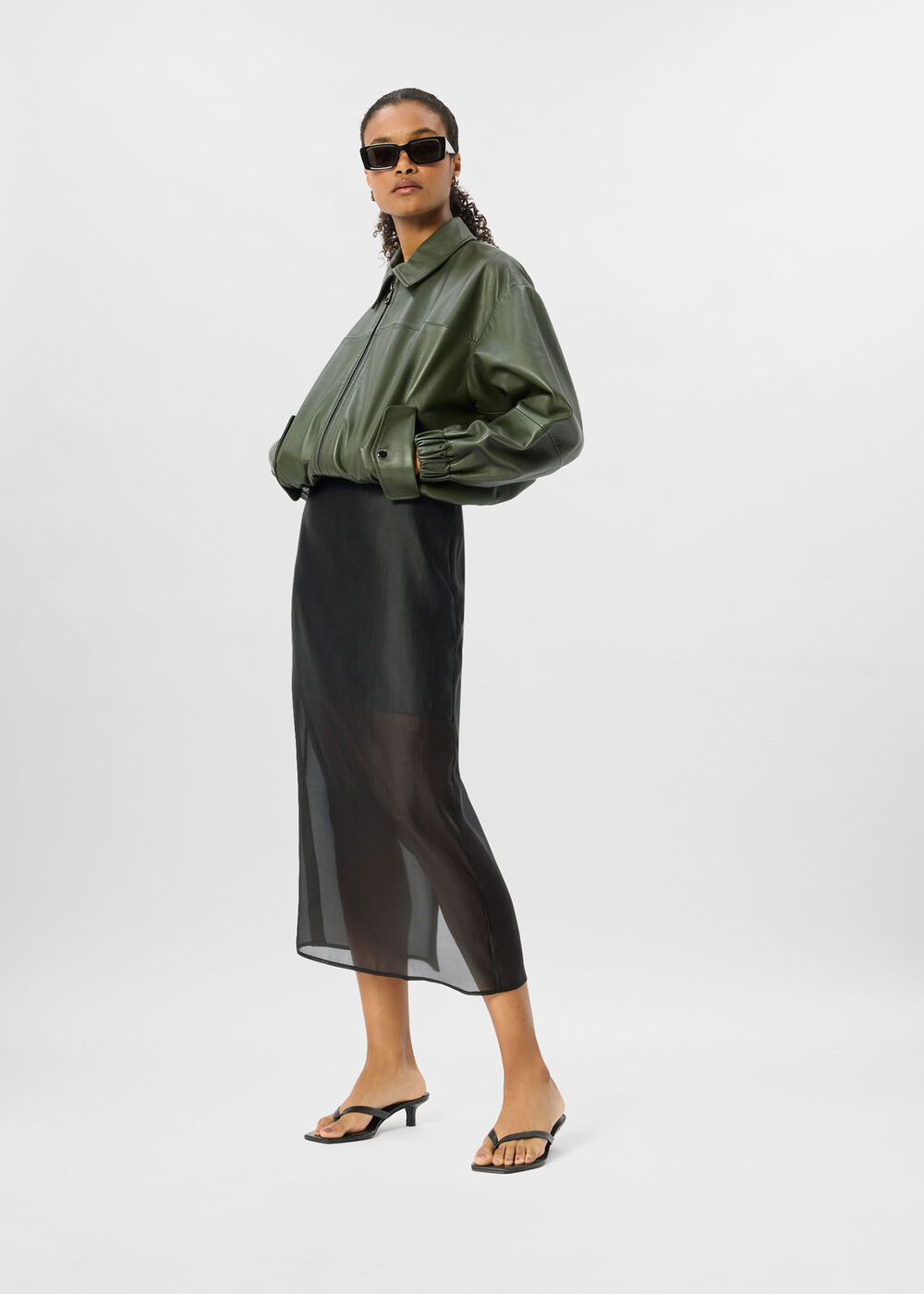 Organza Column Midi Skirt