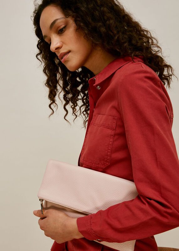 Nude Chapel Zip Foldover Clutch