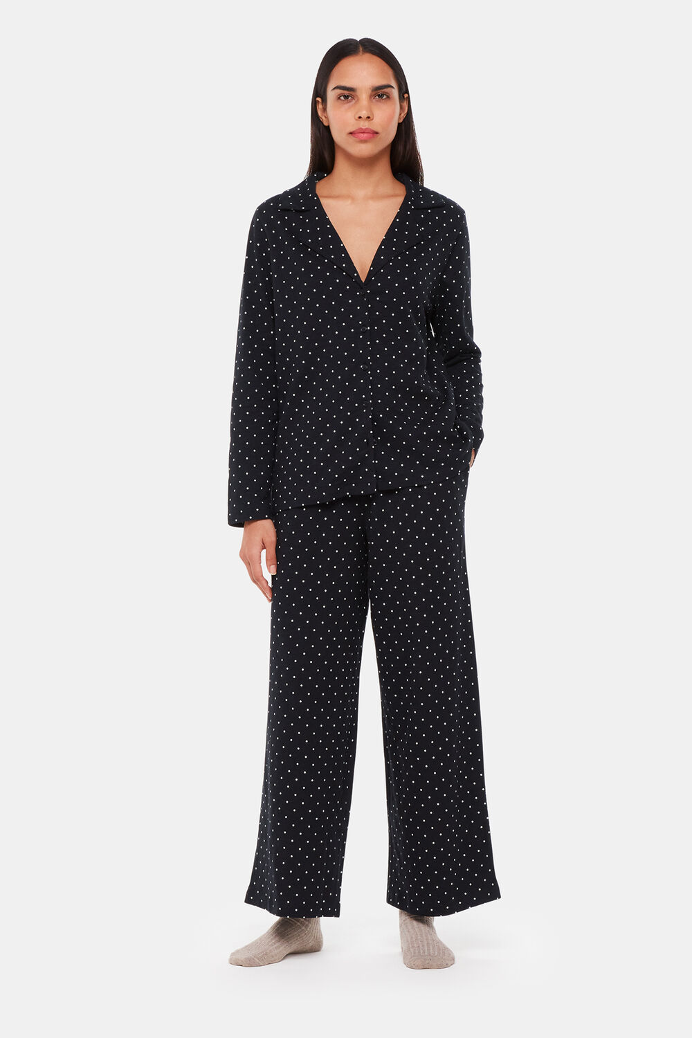 Black Spot Print Pajama Set&nbsp;