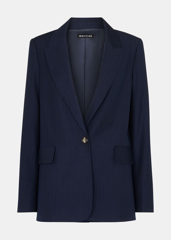 Navy Pinstripe Blazer