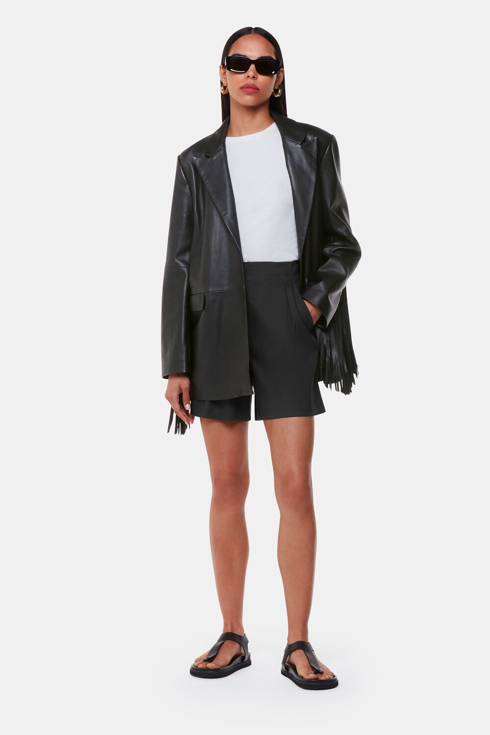 Gia Leather Fringed Jacket