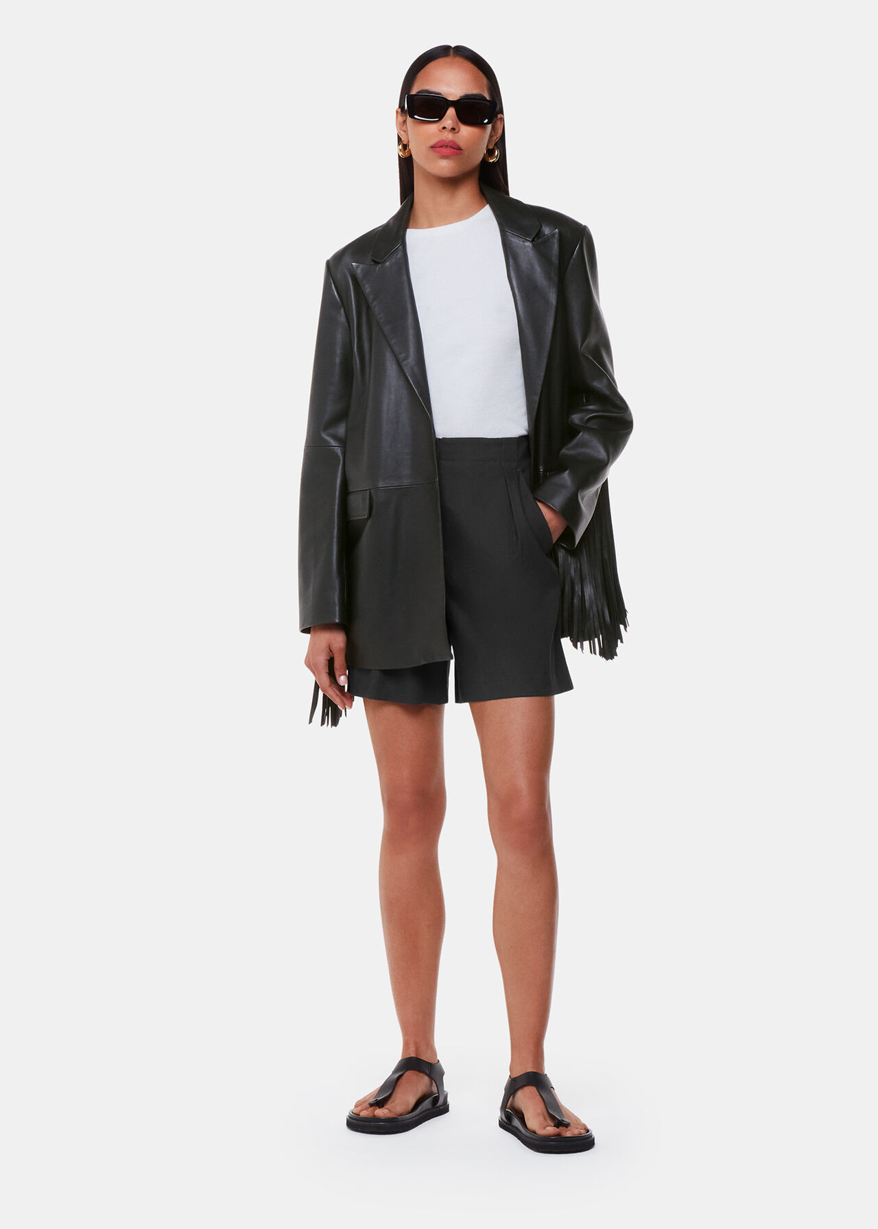 Gia Leather Fringed Jacket