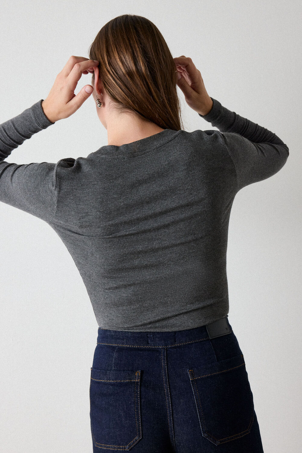Dark Grey Essential Ribbed Crew