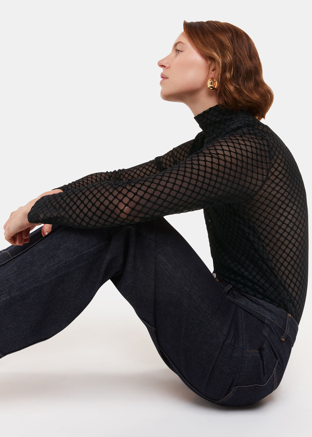 Checked Flocked Mesh Top