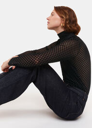 Checked Flocked Mesh Top