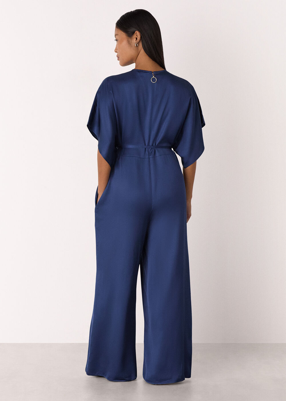 Petite Satin Short Sleeve Jumpsuit
