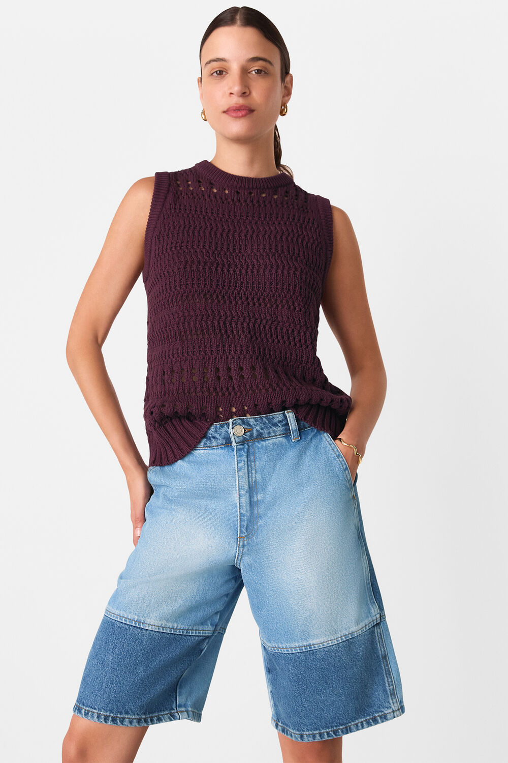 Denim Patchwork Board Short