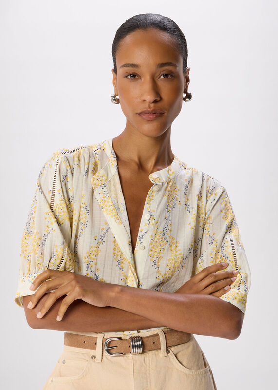 Yellow Ditsy Stem Textured Shirt