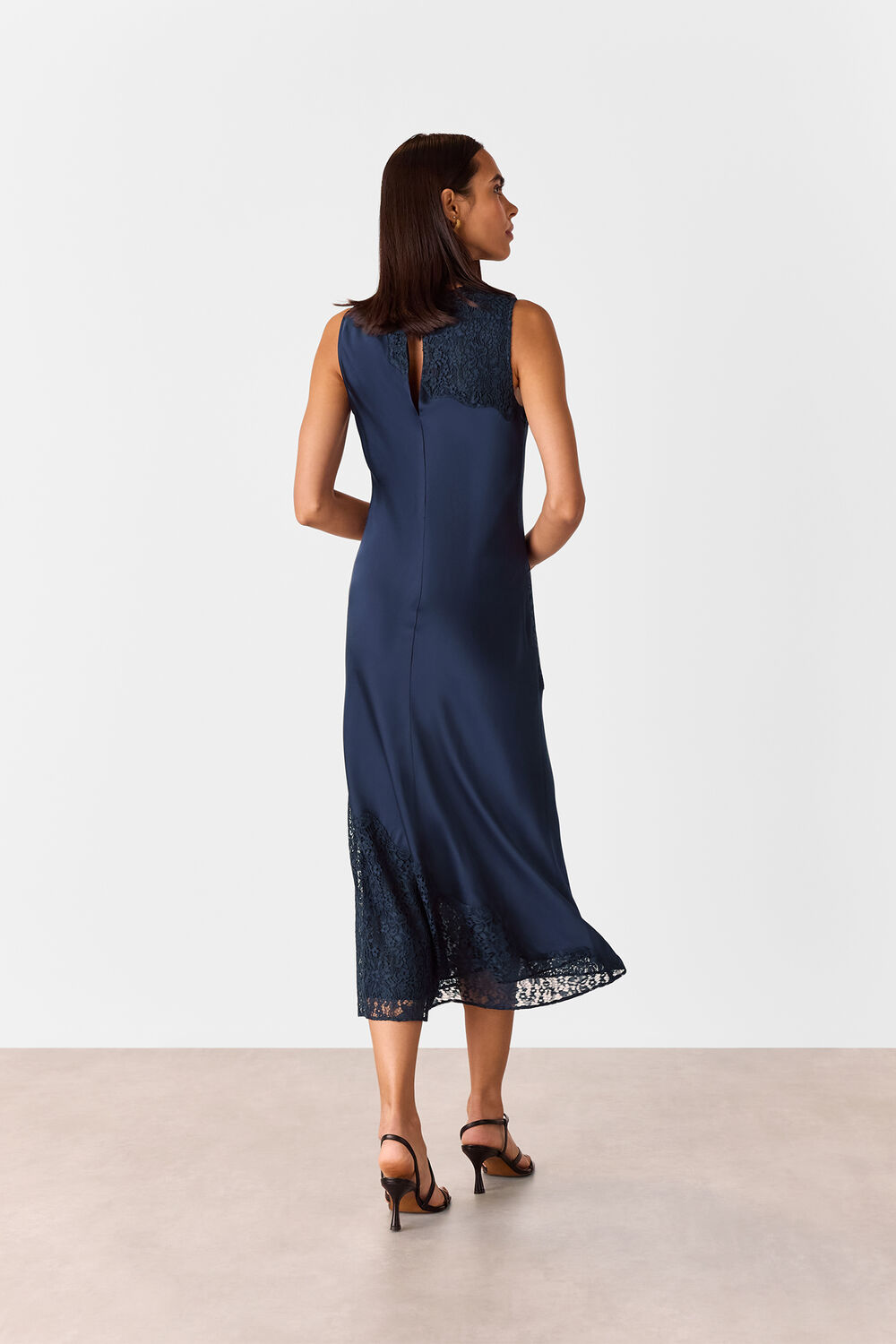 Lace Insert Midi Dress