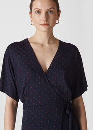 Spot Wrap Jersey Dress Navy/Multi