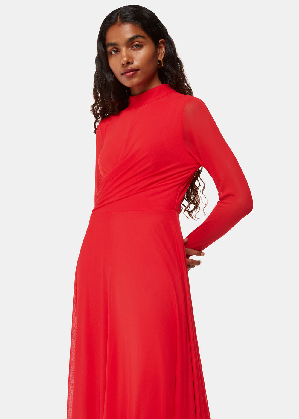 Petite Arabella Ruched Mesh Dress