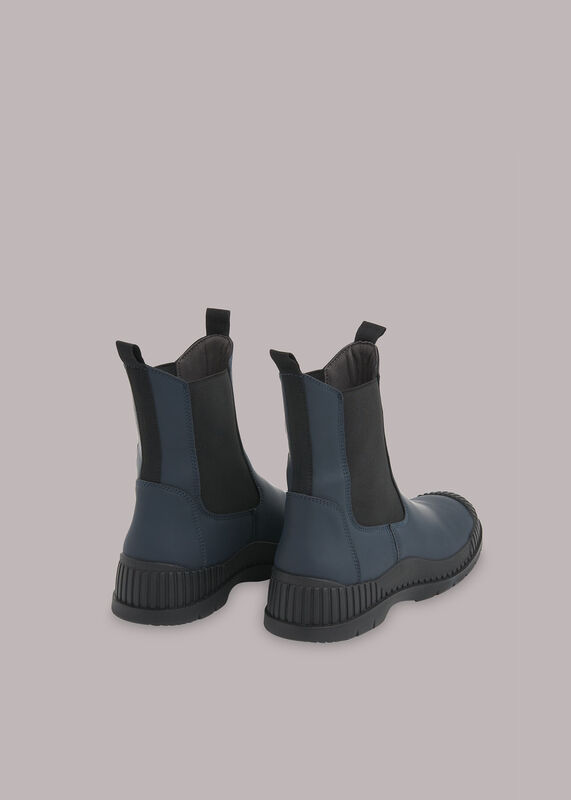Navy Denver Rubberised Leather Boot