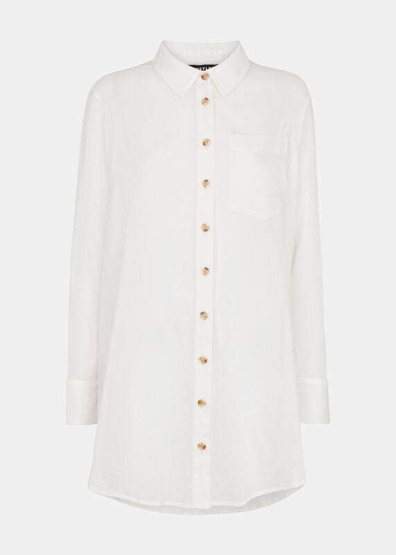 White Longline Beach Shirt