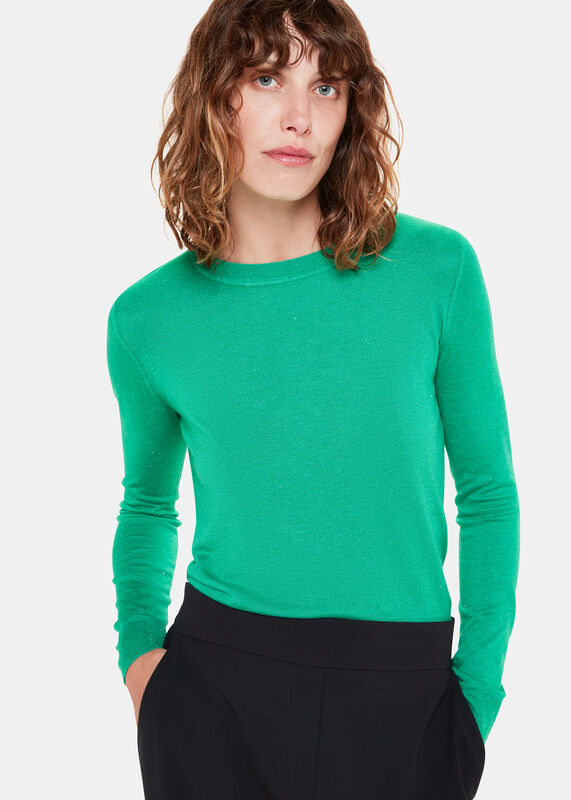 Green Annie Sparkle Crew Neck Sweater