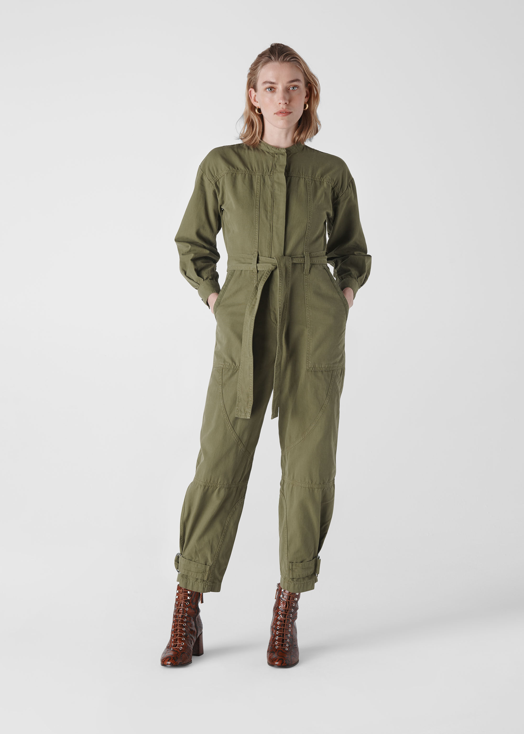 Khaki Julianna Utility Jumpsuit WHISTLES