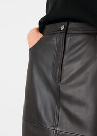 Leather Front Split Midi Skirt