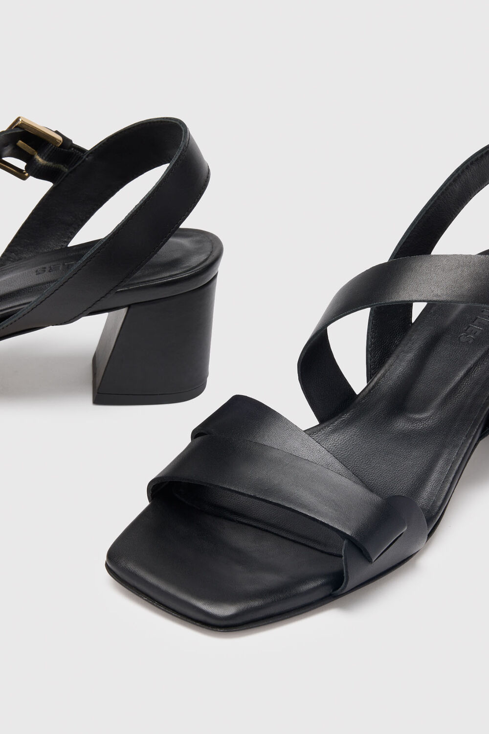 Black Block Heel Buckle Sandal