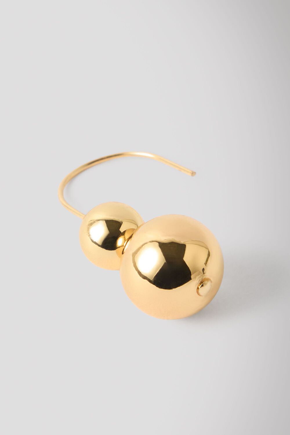 Gold Double Sphere Wire Earring