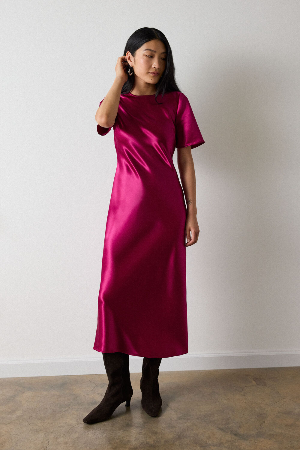 Pink Avery Satin Twist Dress