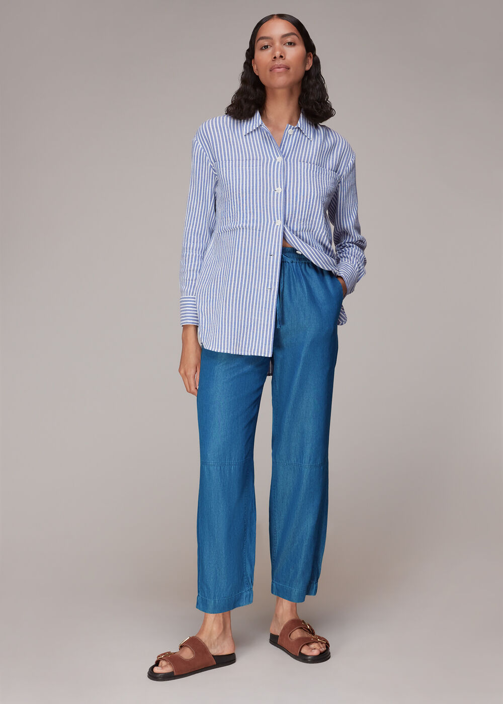 Blue Lucy Chambray Barrel Pants&nbsp;