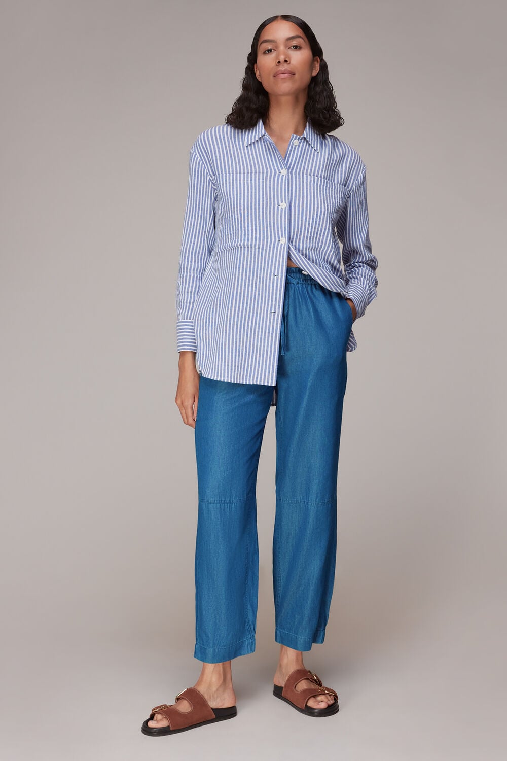 Blue Lucy Chambray Barrel Pants&nbsp;