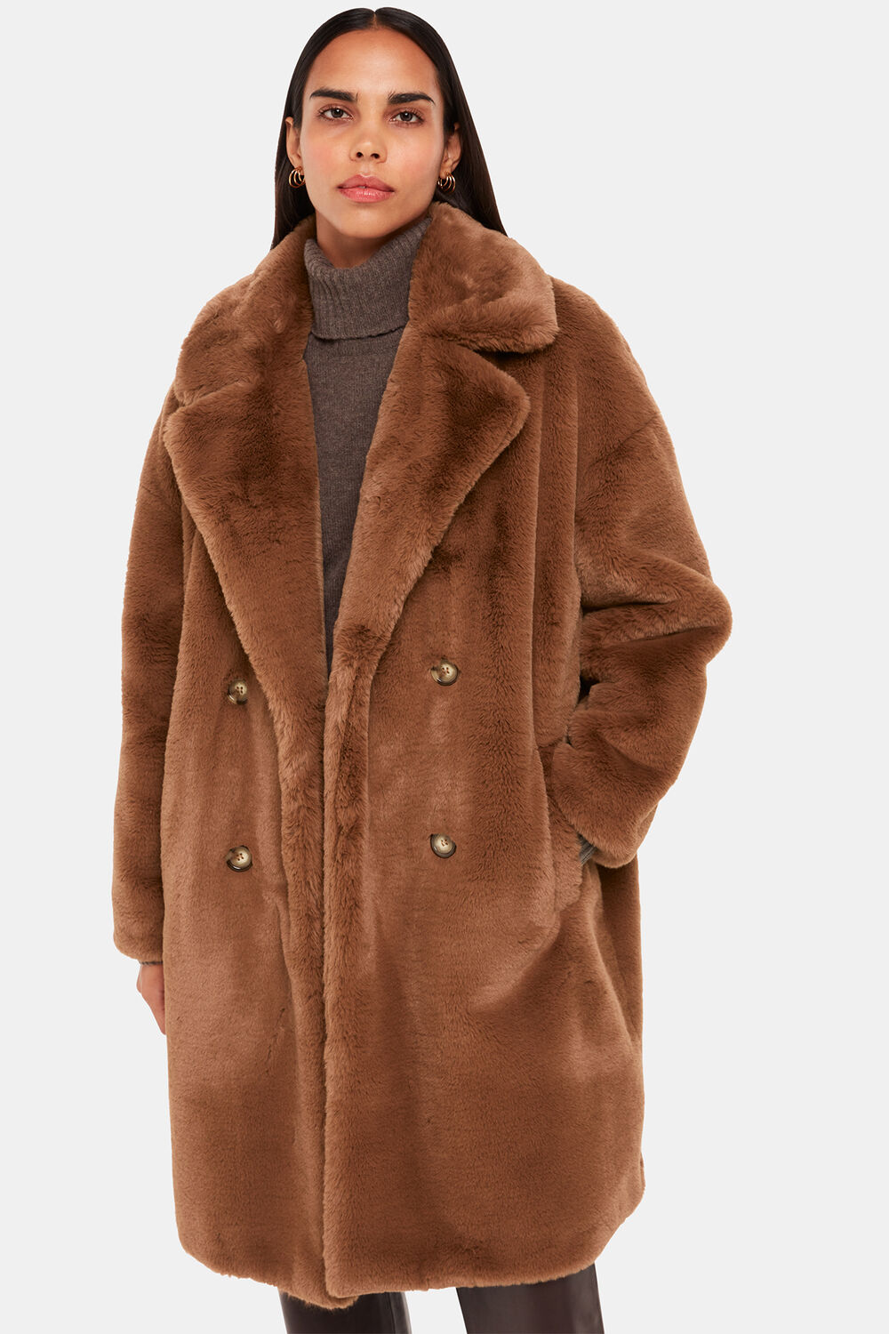 Brown Teddy Faux Fur Coat
