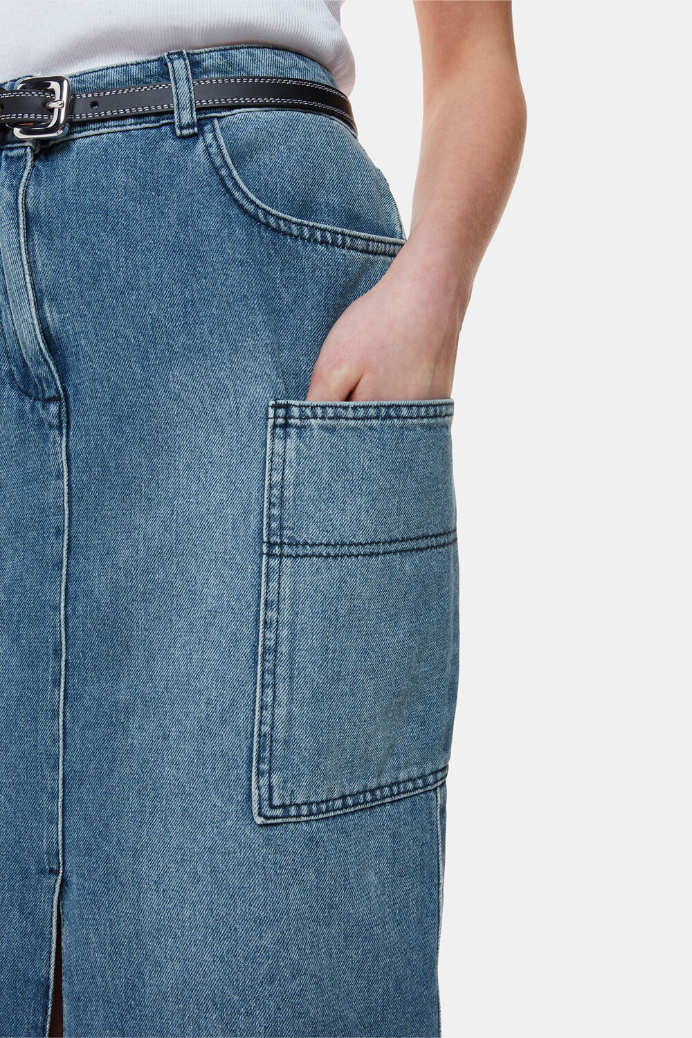 Cora Utility Denim Maxi Skirt