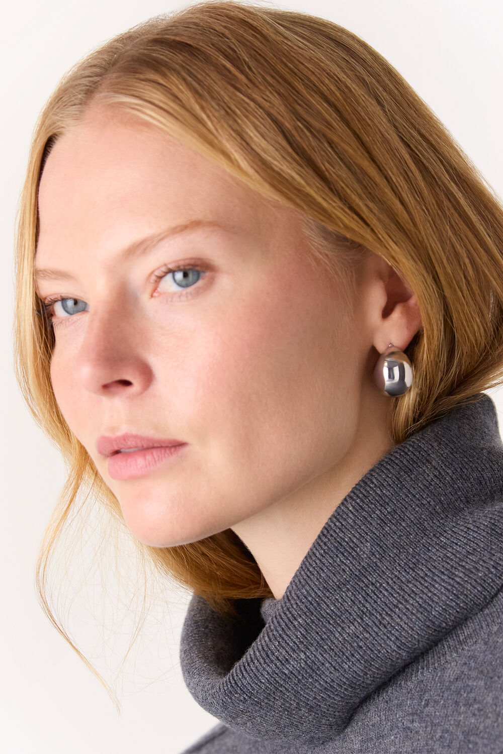 Silver Chunky Curved Stud Earring