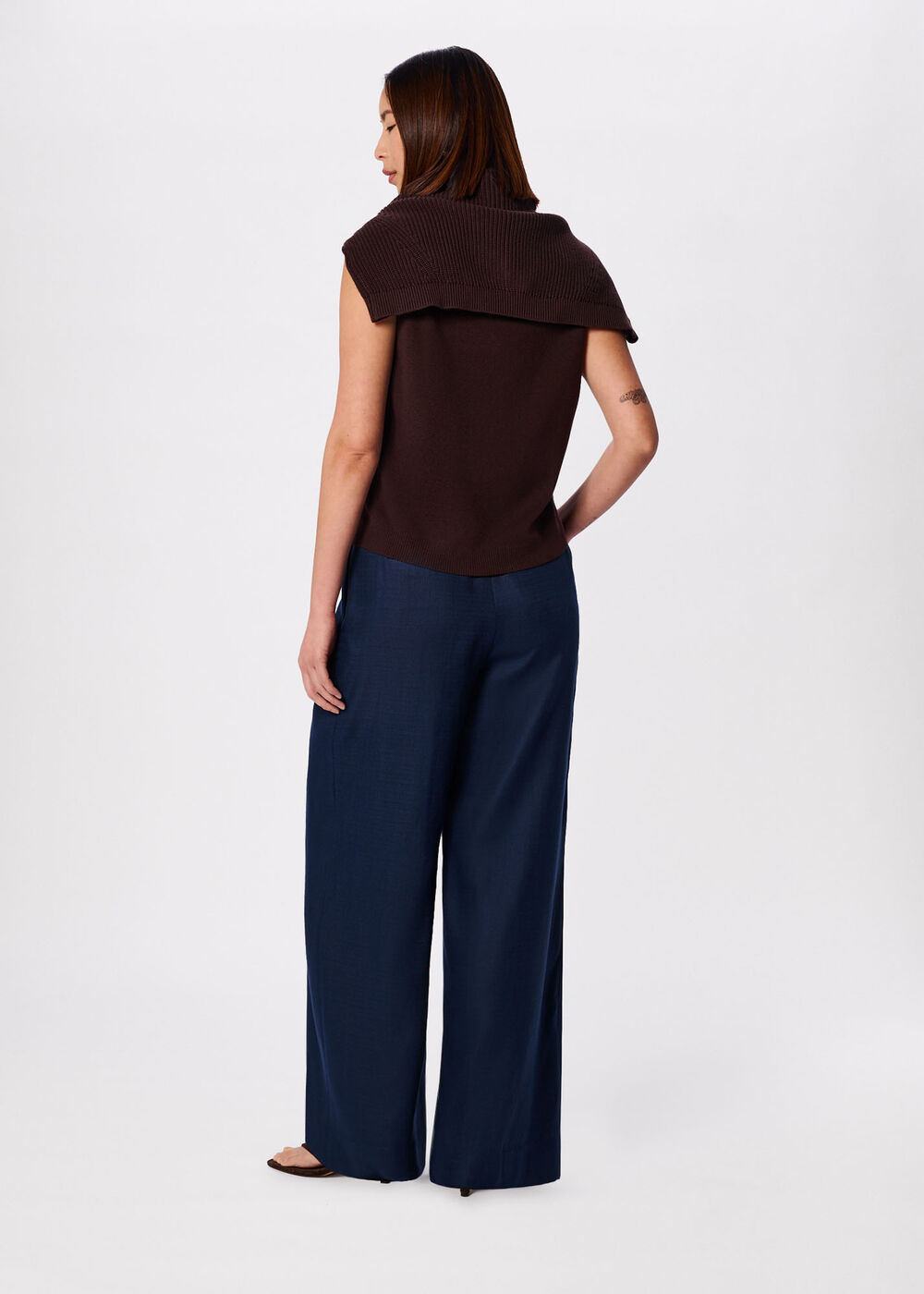 Wide Leg Hopsack Trouser