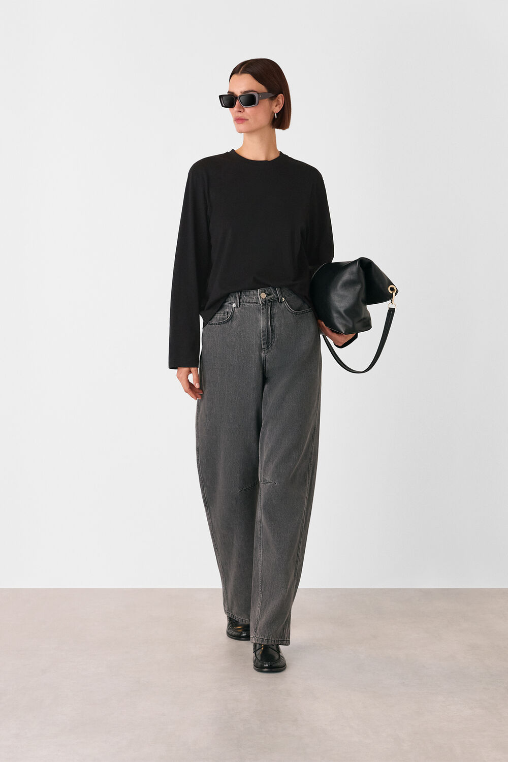 Black Relaxed Long Sleeve Tee