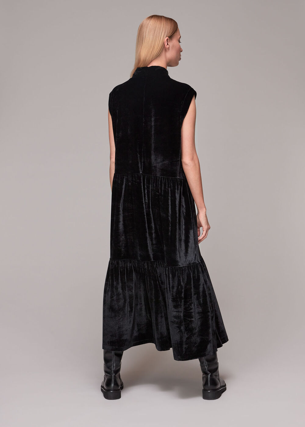 Tiered Jersey Velvet Dress
