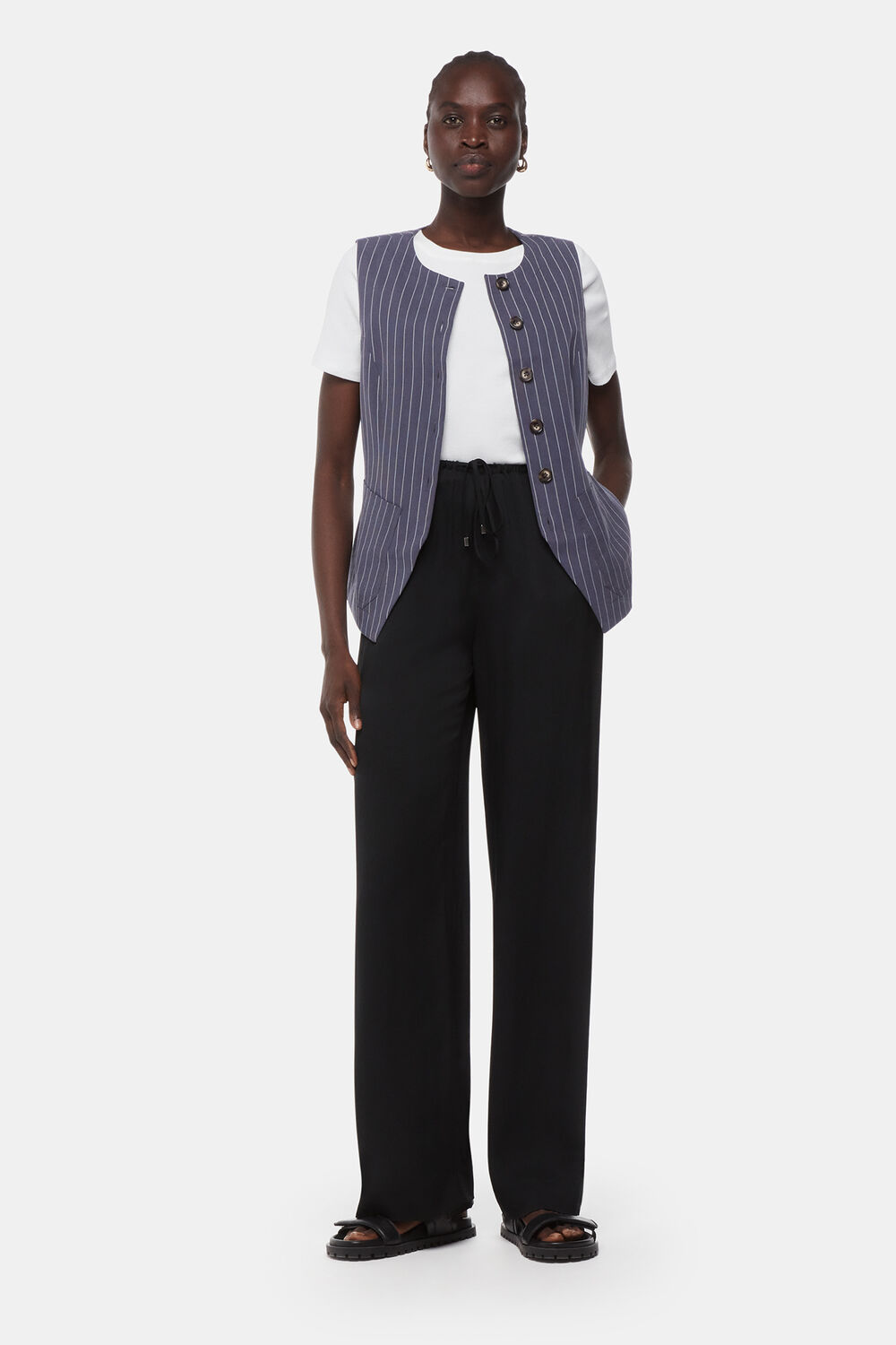 Navy Lottie Pinstripe Waistcoat