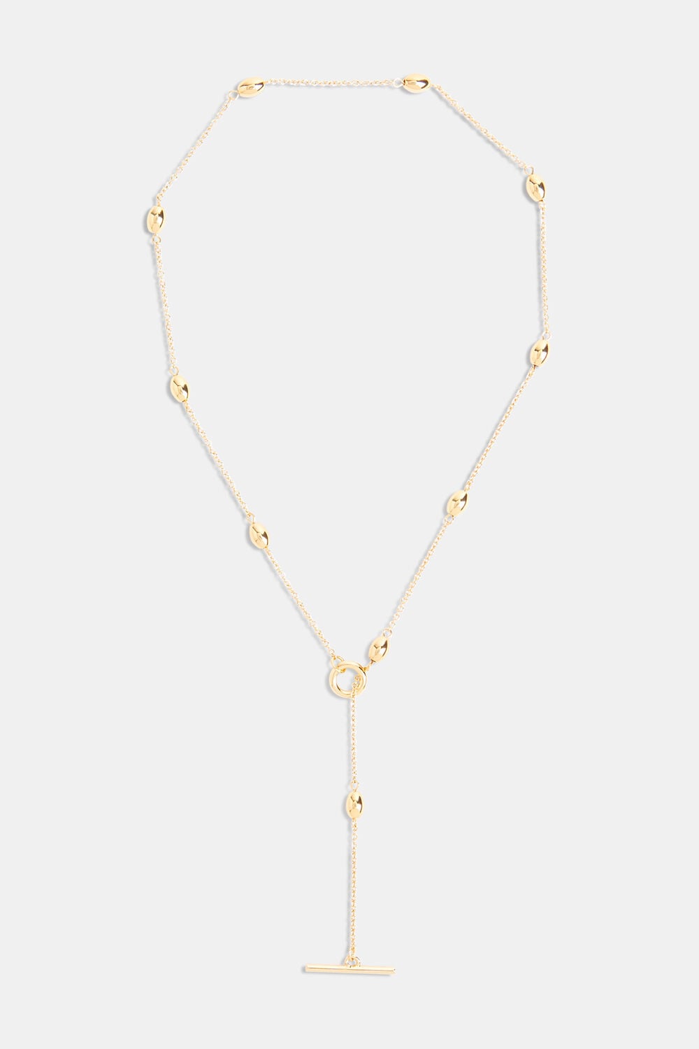 Oval Beaded T Bar Necklace
