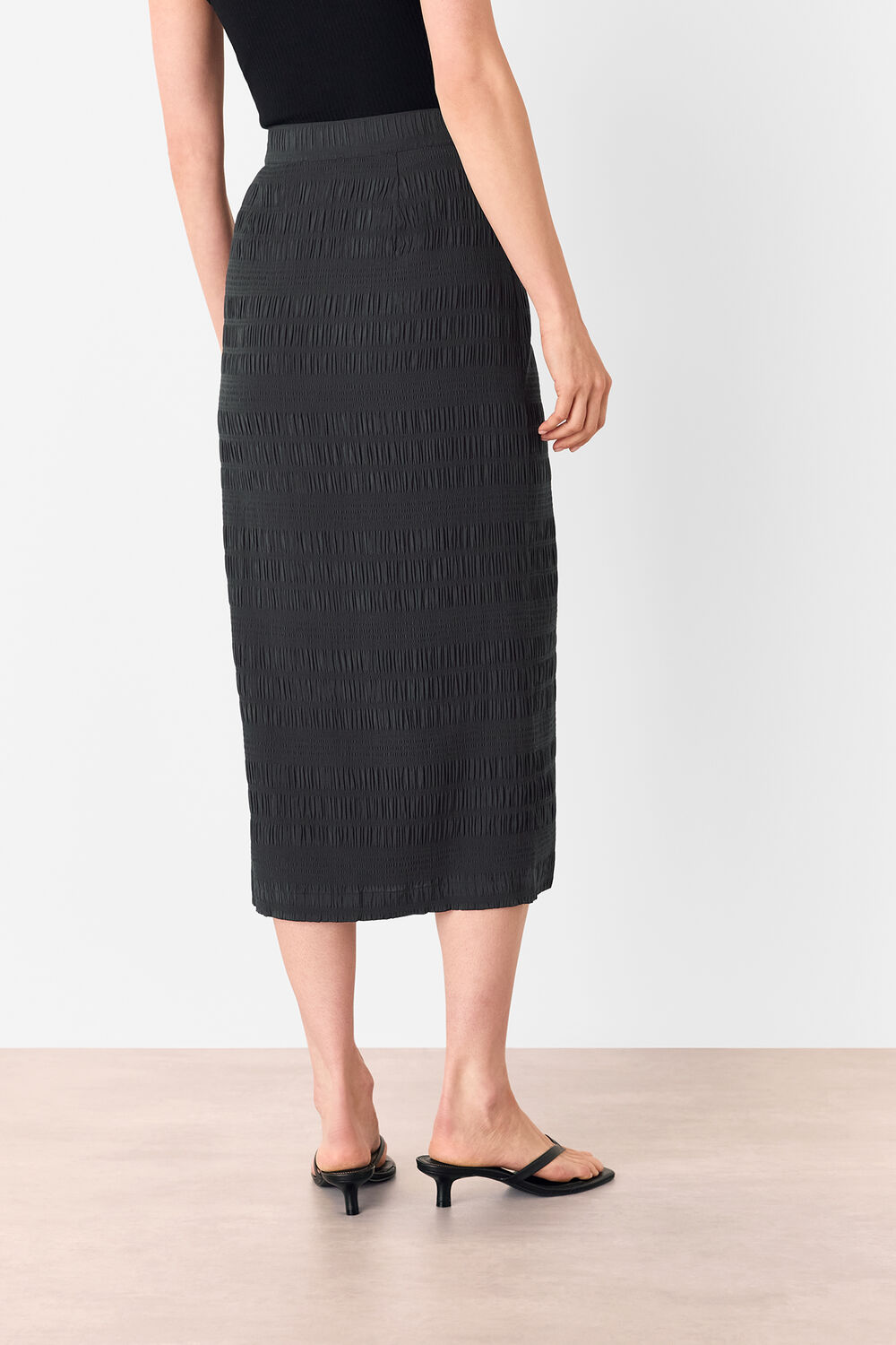 Black Sienna Plisse Midi Skirt