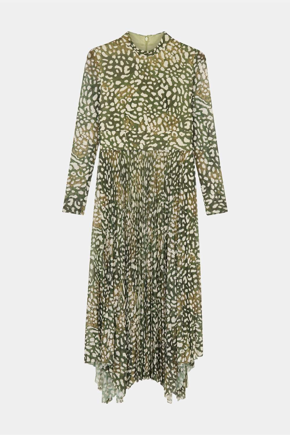 Green Animal Tiered Mesh Dress